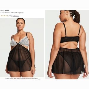 Victoria's secret very sexy lace mesh babydoll lingerie with bikini panty set L